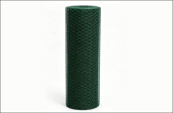 Green plastic coated chicken wire fencing rolls