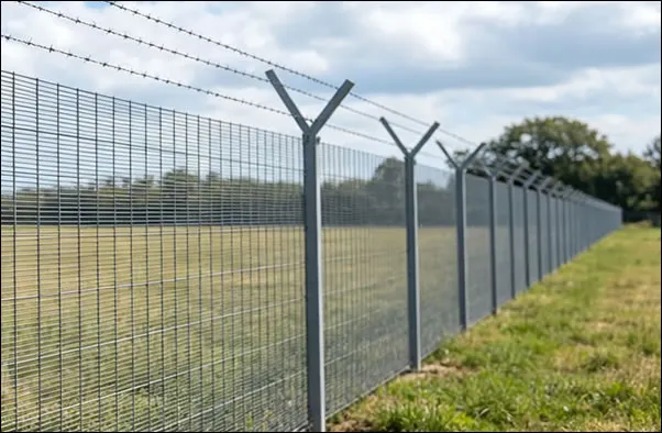 Barbed wire support v arm bracket arm post for high security fencing system